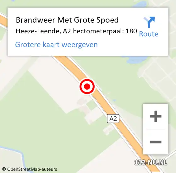 Locatie op kaart van de 112 melding: Brandweer Met Grote Spoed Naar Heeze-Leende, A2 hectometerpaal: 180 op 6 oktober 2021 10:06