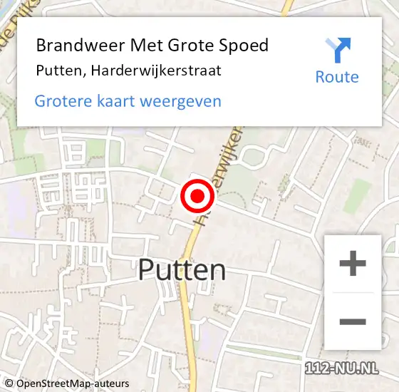 Locatie op kaart van de 112 melding: Brandweer Met Grote Spoed Naar Putten, Harderwijkerstraat op 6 oktober 2021 10:14