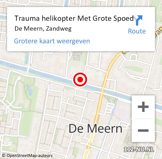 Locatie op kaart van de 112 melding: Trauma helikopter Met Grote Spoed Naar De Meern, Zandweg op 6 oktober 2021 10:28