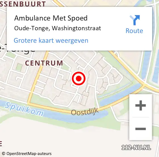 Locatie op kaart van de 112 melding: Ambulance Met Spoed Naar Oude-Tonge, Washingtonstraat op 6 oktober 2021 10:51