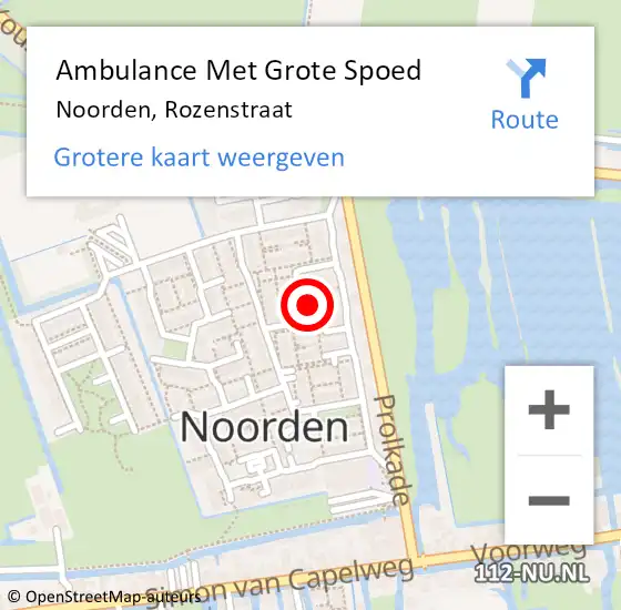 Locatie op kaart van de 112 melding: Ambulance Met Grote Spoed Naar Noorden, Rozenstraat op 6 oktober 2021 10:51