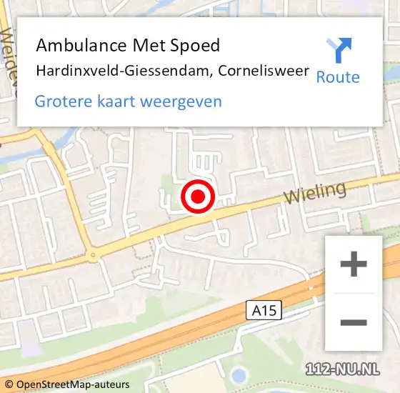 Locatie op kaart van de 112 melding: Ambulance Met Spoed Naar Hardinxveld-Giessendam, Cornelisweer op 6 oktober 2021 11:15