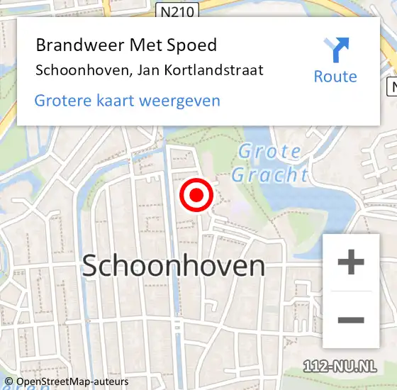 Locatie op kaart van de 112 melding: Brandweer Met Spoed Naar Schoonhoven, Jan Kortlandstraat op 6 oktober 2021 11:29