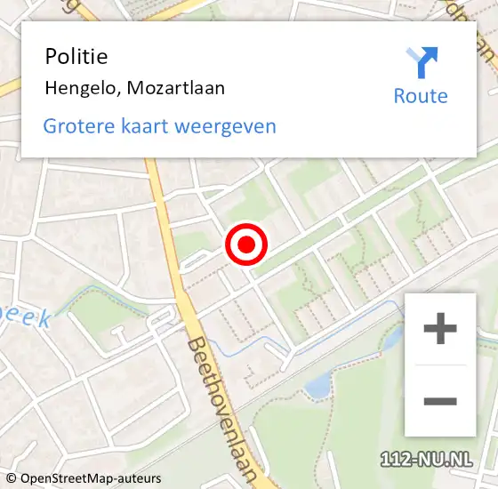Locatie op kaart van de 112 melding: Politie Hengelo, Mozartlaan op 6 oktober 2021 11:32