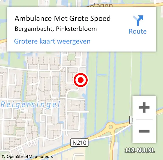 Locatie op kaart van de 112 melding: Ambulance Met Grote Spoed Naar Bergambacht, Pinksterbloem op 6 oktober 2021 11:40