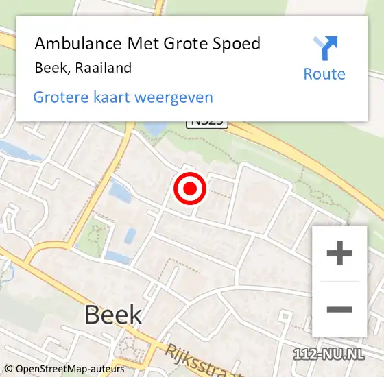 Locatie op kaart van de 112 melding: Ambulance Met Grote Spoed Naar Beek, Raailand op 6 oktober 2021 11:46