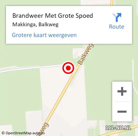 Locatie op kaart van de 112 melding: Brandweer Met Grote Spoed Naar Makkinga, Balkweg op 6 oktober 2021 11:53