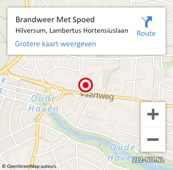 Locatie op kaart van de 112 melding: Brandweer Met Spoed Naar Hilversum, Lambertus Hortensiuslaan op 6 oktober 2021 12:03