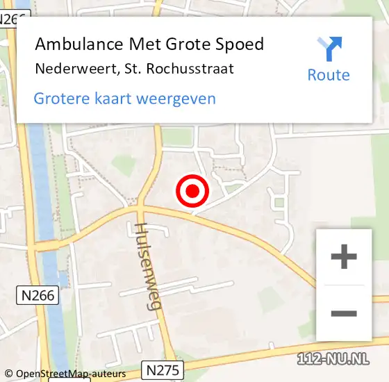 Locatie op kaart van de 112 melding: Ambulance Met Grote Spoed Naar Nederweert, St. Rochusstraat op 6 oktober 2021 12:09