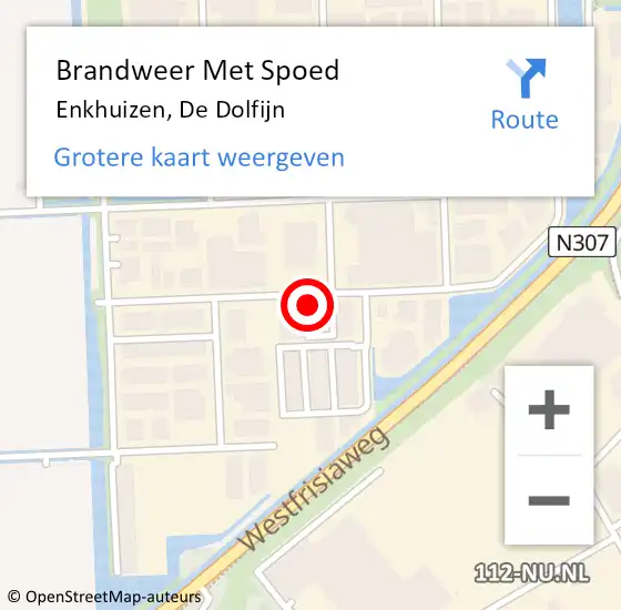 Locatie op kaart van de 112 melding: Brandweer Met Spoed Naar Enkhuizen, De Dolfijn op 6 oktober 2021 12:28