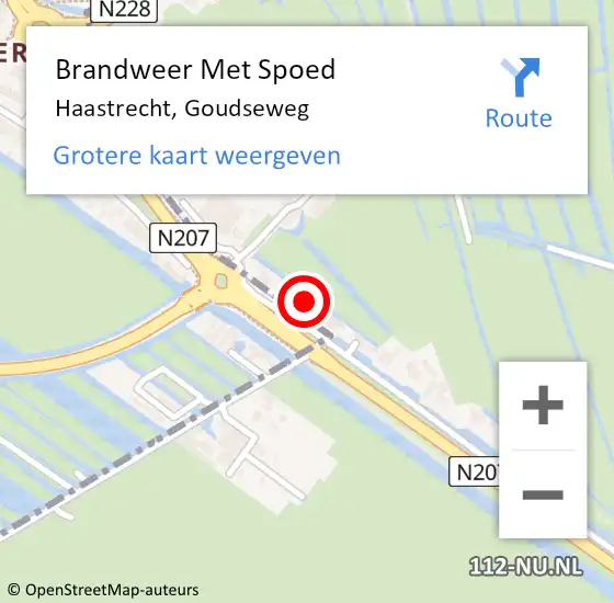 Locatie op kaart van de 112 melding: Brandweer Met Spoed Naar Haastrecht, Goudseweg op 6 oktober 2021 12:33