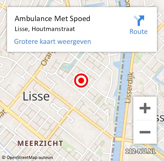 Locatie op kaart van de 112 melding: Ambulance Met Spoed Naar Lisse, Houtmanstraat op 6 oktober 2021 12:39