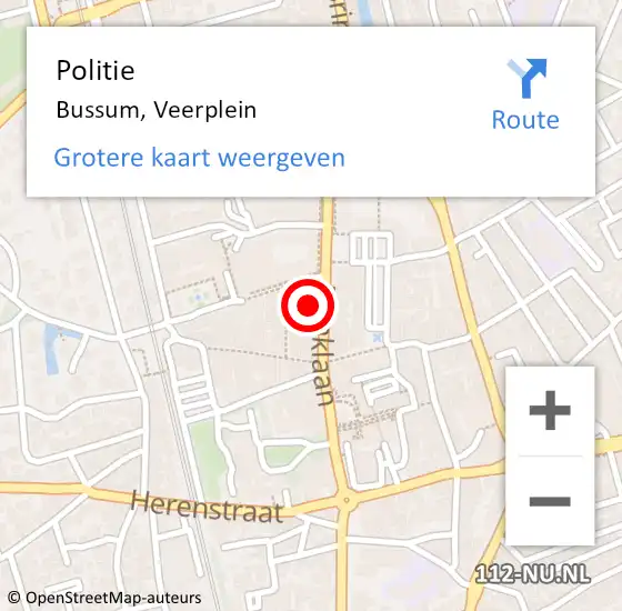 Locatie op kaart van de 112 melding: Politie Bussum, Veerplein op 6 oktober 2021 12:50