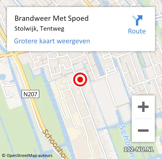 Locatie op kaart van de 112 melding: Brandweer Met Spoed Naar Stolwijk, Tentweg op 6 oktober 2021 12:55