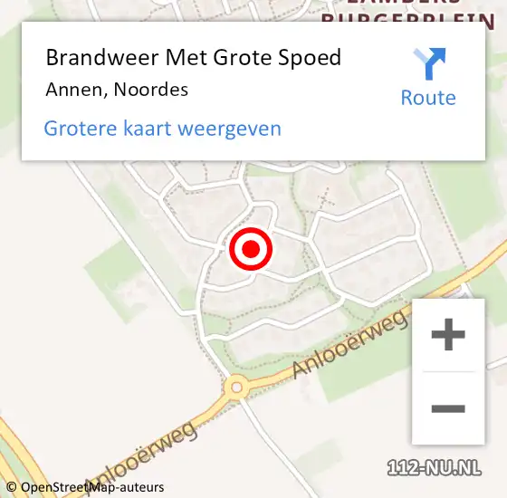 Locatie op kaart van de 112 melding: Brandweer Met Grote Spoed Naar Annen, Noordes op 6 oktober 2021 13:04