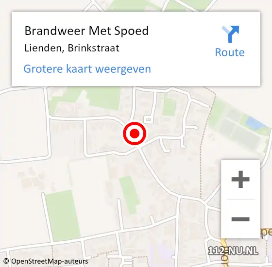 Locatie op kaart van de 112 melding: Brandweer Met Spoed Naar Lienden, Brinkstraat op 6 oktober 2021 14:13