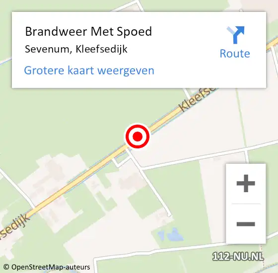 Locatie op kaart van de 112 melding: Brandweer Met Spoed Naar Sevenum, Kleefsedijk op 6 oktober 2021 14:19