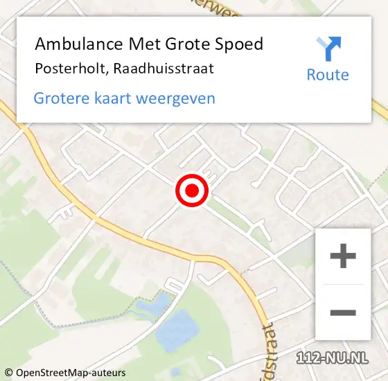 Locatie op kaart van de 112 melding: Ambulance Met Grote Spoed Naar Posterholt, Raadhuisstraat op 6 oktober 2021 14:35