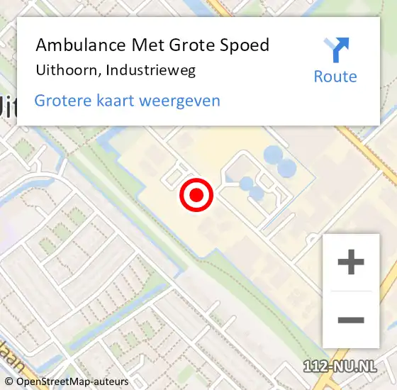 Locatie op kaart van de 112 melding: Ambulance Met Grote Spoed Naar Uithoorn, Industrieweg op 6 oktober 2021 14:41