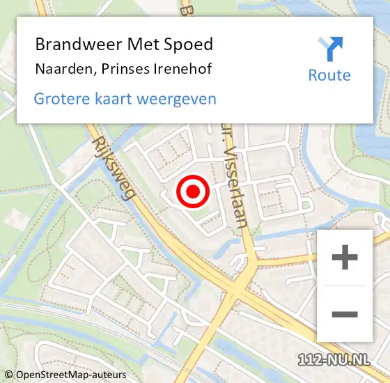 Locatie op kaart van de 112 melding: Brandweer Met Spoed Naar Naarden, Prinses Irenehof op 6 oktober 2021 14:50