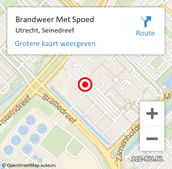 Locatie op kaart van de 112 melding: Brandweer Met Spoed Naar Utrecht, Seinedreef op 6 oktober 2021 15:01