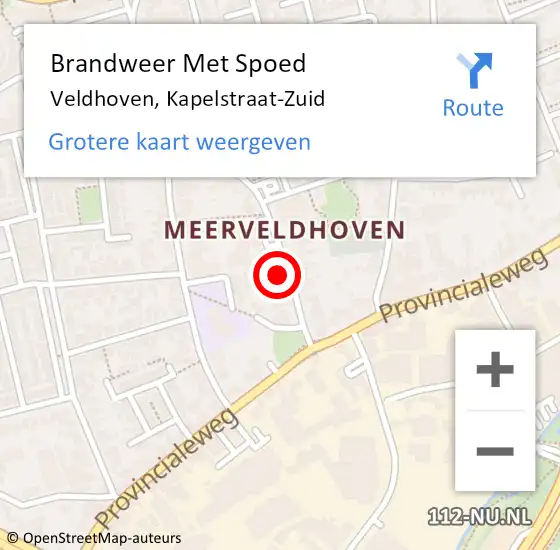 Locatie op kaart van de 112 melding: Brandweer Met Spoed Naar Veldhoven, Kapelstraat-Zuid op 6 oktober 2021 15:03