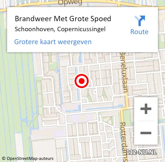 Locatie op kaart van de 112 melding: Brandweer Met Grote Spoed Naar Schoonhoven, Copernicussingel op 6 oktober 2021 15:14