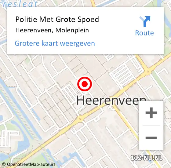 Locatie op kaart van de 112 melding: Politie Met Grote Spoed Naar Heerenveen, Molenplein op 6 oktober 2021 15:19