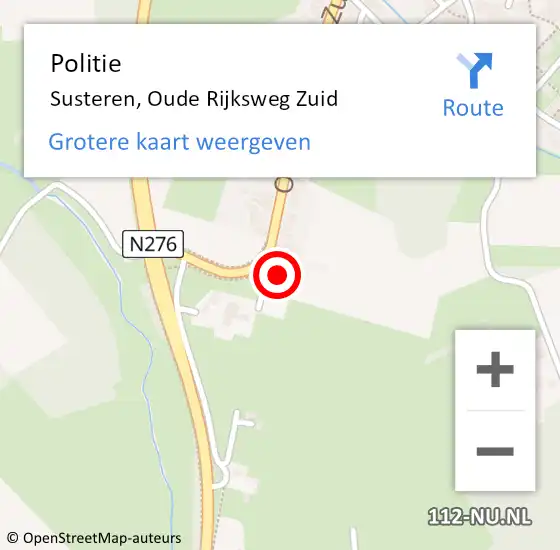 Locatie op kaart van de 112 melding: Politie Susteren, Oude Rijksweg Zuid op 6 oktober 2021 15:26