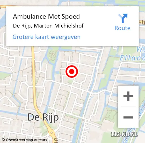 Locatie op kaart van de 112 melding: Ambulance Met Spoed Naar De Rijp, Marten Michielshof op 6 oktober 2021 15:58