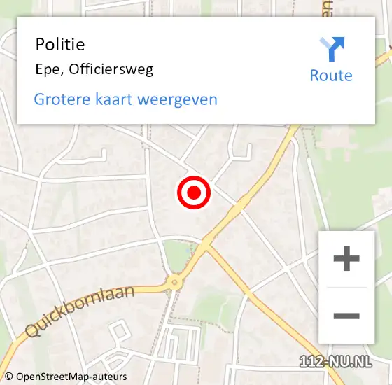 Locatie op kaart van de 112 melding: Politie Epe, Officiersweg op 6 oktober 2021 16:05