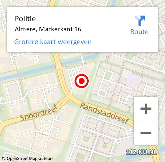 Locatie op kaart van de 112 melding: Politie Almere, Markerkant 16 op 6 oktober 2021 16:08