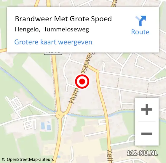 Locatie op kaart van de 112 melding: Brandweer Met Grote Spoed Naar Hengelo, Hummeloseweg op 6 oktober 2021 16:15