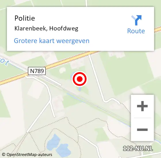 Locatie op kaart van de 112 melding: Politie Klarenbeek, Hoofdweg op 6 oktober 2021 16:28