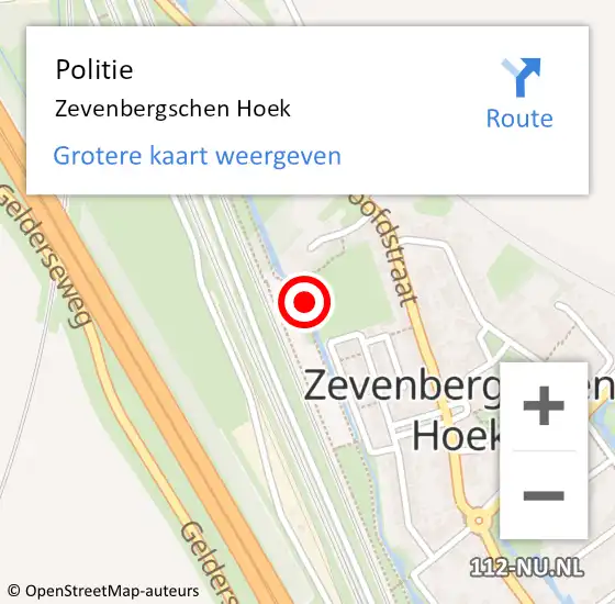 Locatie op kaart van de 112 melding: Politie Zevenbergschen Hoek op 6 oktober 2021 16:34