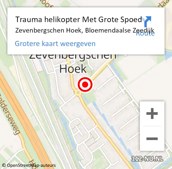 Locatie op kaart van de 112 melding: Trauma helikopter Met Grote Spoed Naar Zevenbergschen Hoek, Bloemendaalse Zeedijk op 6 oktober 2021 16:39