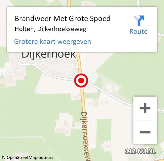 Locatie op kaart van de 112 melding: Brandweer Met Grote Spoed Naar Holten, Dijkerhoekseweg op 6 oktober 2021 17:00