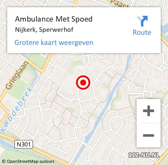 Locatie op kaart van de 112 melding: Ambulance Met Spoed Naar Nijkerk, Sperwerhof op 6 oktober 2021 17:05