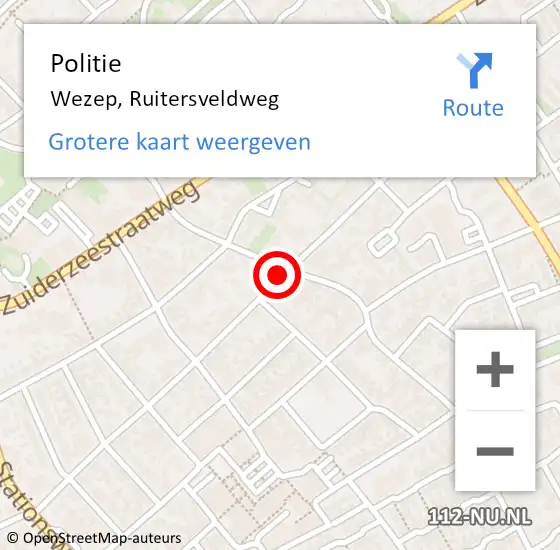 Locatie op kaart van de 112 melding: Politie Wezep, Ruitersveldweg op 6 oktober 2021 17:08