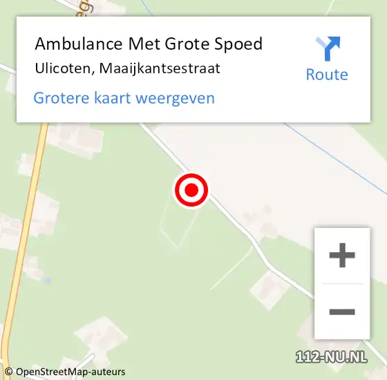 Locatie op kaart van de 112 melding: Ambulance Met Grote Spoed Naar Ulicoten, Maaijkantsestraat op 25 juni 2014 09:57