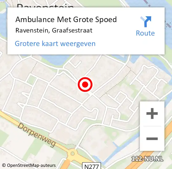 Locatie op kaart van de 112 melding: Ambulance Met Grote Spoed Naar Ravenstein, Graafsestraat op 6 oktober 2021 17:09
