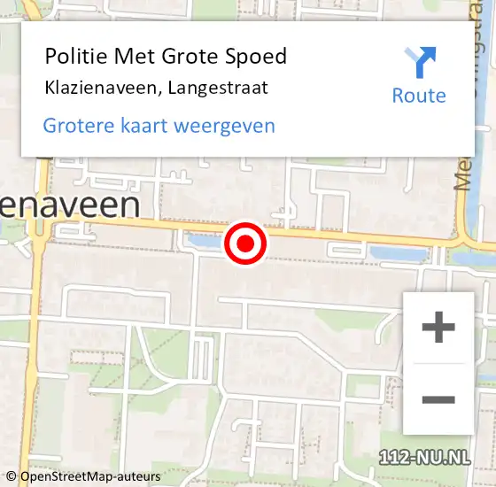 Locatie op kaart van de 112 melding: Politie Met Grote Spoed Naar Klazienaveen, Langestraat op 6 oktober 2021 17:34