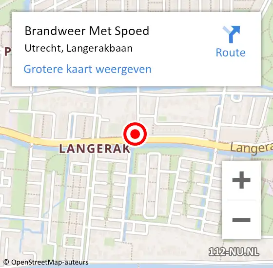 Locatie op kaart van de 112 melding: Brandweer Met Spoed Naar Utrecht, Langerakbaan op 6 oktober 2021 17:49