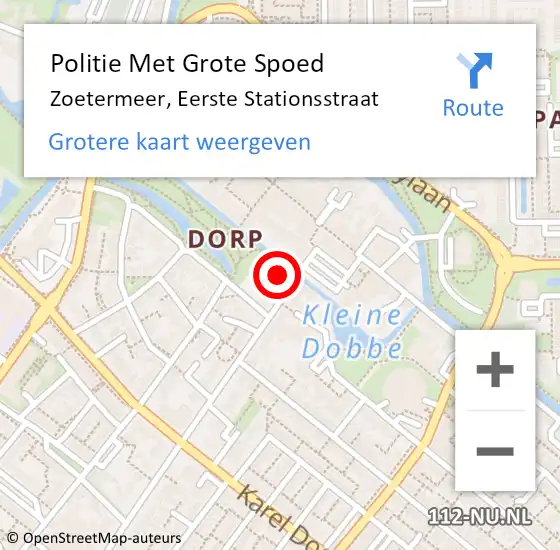 Locatie op kaart van de 112 melding: Politie Met Grote Spoed Naar Zoetermeer, Eerste Stationsstraat op 6 oktober 2021 18:07