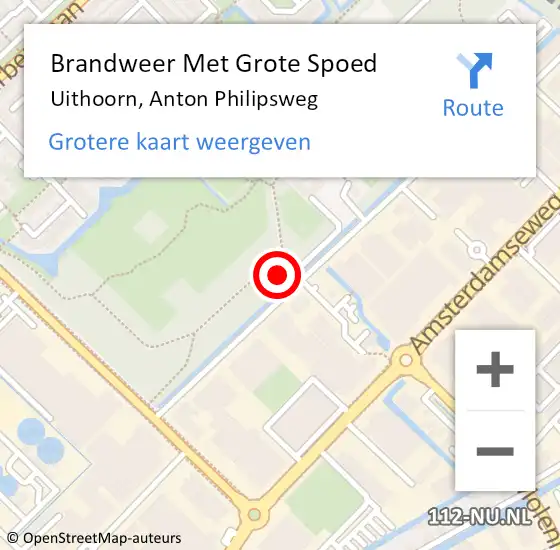 Locatie op kaart van de 112 melding: Brandweer Met Grote Spoed Naar Uithoorn, Anton Philipsweg op 6 oktober 2021 18:09