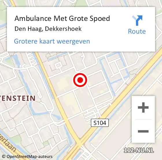 Locatie op kaart van de 112 melding: Ambulance Met Grote Spoed Naar Den Haag, Dekkershoek op 6 oktober 2021 18:16