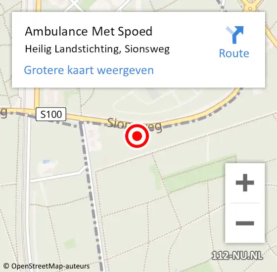 Locatie op kaart van de 112 melding: Ambulance Met Spoed Naar Heilig Landstichting, Sionsweg op 6 oktober 2021 18:19