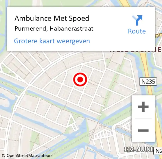 Locatie op kaart van de 112 melding: Ambulance Met Spoed Naar Purmerend, Habanerastraat op 6 oktober 2021 18:22