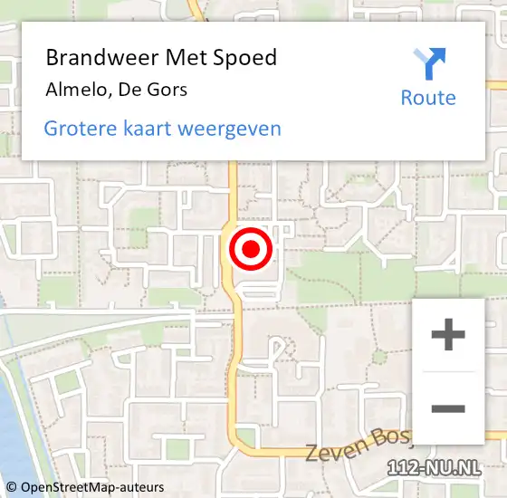 Locatie op kaart van de 112 melding: Brandweer Met Spoed Naar Almelo, De Gors op 6 oktober 2021 18:40