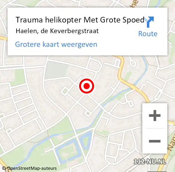 Locatie op kaart van de 112 melding: Trauma helikopter Met Grote Spoed Naar Haelen, de Keverbergstraat op 6 oktober 2021 19:01